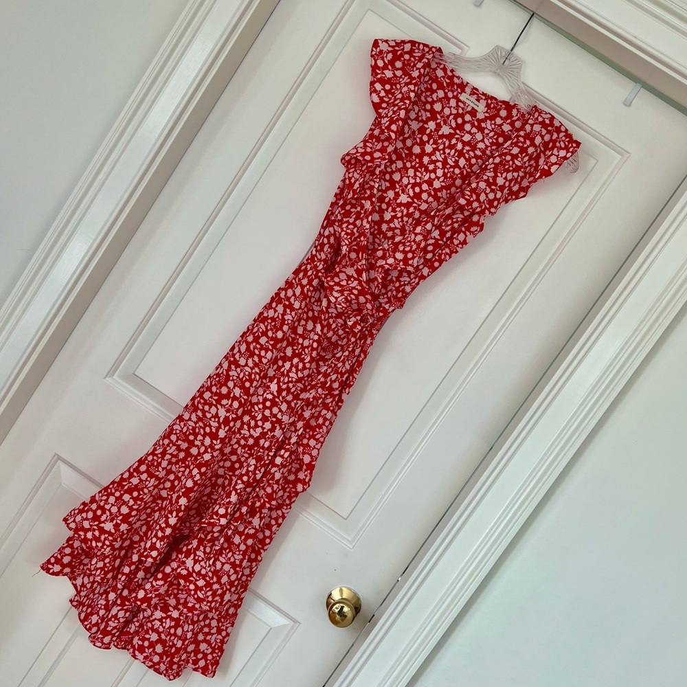 Max Studio floral high low wrap dress